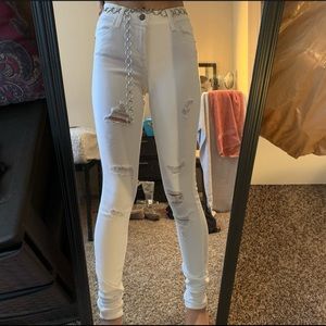 White Ripped Jeans (mid-high rise)